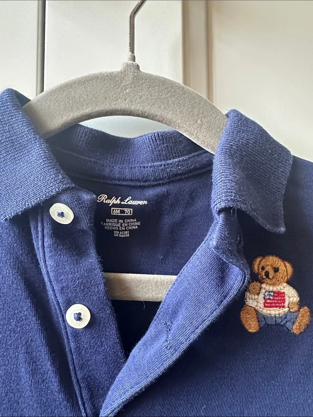 Ralph Lauren Navy Polo Bear Footed One-Piece